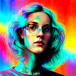 Lofi cyberpunk portrait [MODEL], roman face, rainbow, Pixar style, Tristan Eaton, Stanley Artgerm, Tom Bagshaw