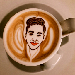 latte art portrait of [MODEL], foam, coffee, milk, barista championship art, aerate, realistic, mug, espresso, artisan, craft, cafe, detailed latte art