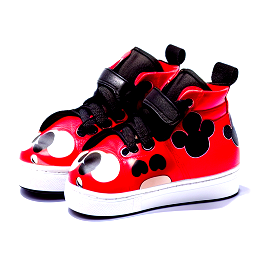 Dead mickey mouse shoes in black and red colors