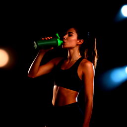 Water bottle being drunk from by a female runner