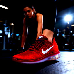 This shoe being worn by a woman at the gym