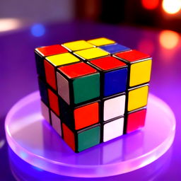 on a translucent purple pastel platform