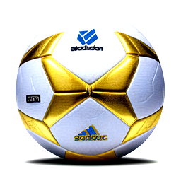 a soccer cleat that gold and light blue that has a V logo