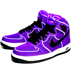 Classic High top basketball (inspired by Nike Air Forces/Air Jordan), pure black with purple accents