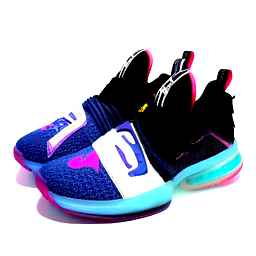 make it cool colors and kinda look similar to ja morant 3 and Anthony edwrds 1 a shoe picture called lerbon elite but it doesn't have to be the exact same thing Image created • Lerbon Elite: icy blue performance shoes Share make the whole shoe smaller and make it pink and black also change the design to something with just a few simple lines and make it have this logo on it also a basketball shoe  make it pink and black