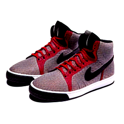 red and black basketball shoe high top, with the main color being black, no white red and black basketball shoe high top, with the main color being black, no white