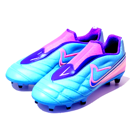 slip on f50's cleats baby blue and pink with a logo of two v's