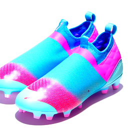 slip on f50's cleats baby blue and pink with pink dots all over it with a logo of  a v on the side