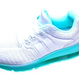 Upper part white and outsole cyan Upper part white and outsole cyan