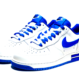 make a shoe that is white and blue, and has a Nike symbol on the side. make the design similar to a basketball shoe, not like a lifestyle shoe make a shoe that is white and blue, and has a Nike symbol on the side. make the design similar to a basketball shoe, not like a lifestyle shoe